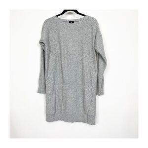 Club Monaco Sweater Dress Tunic Womens Small Gray Wool Silk Blend Scoop Neck
